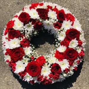 Red and White Flowers Wreath