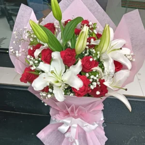 Red white flowers bunch